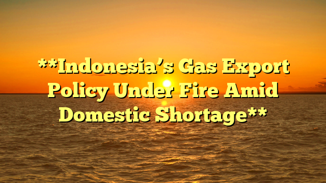 **Indonesia’s Gas Export Policy Under Fire Amid Domestic Shortage**